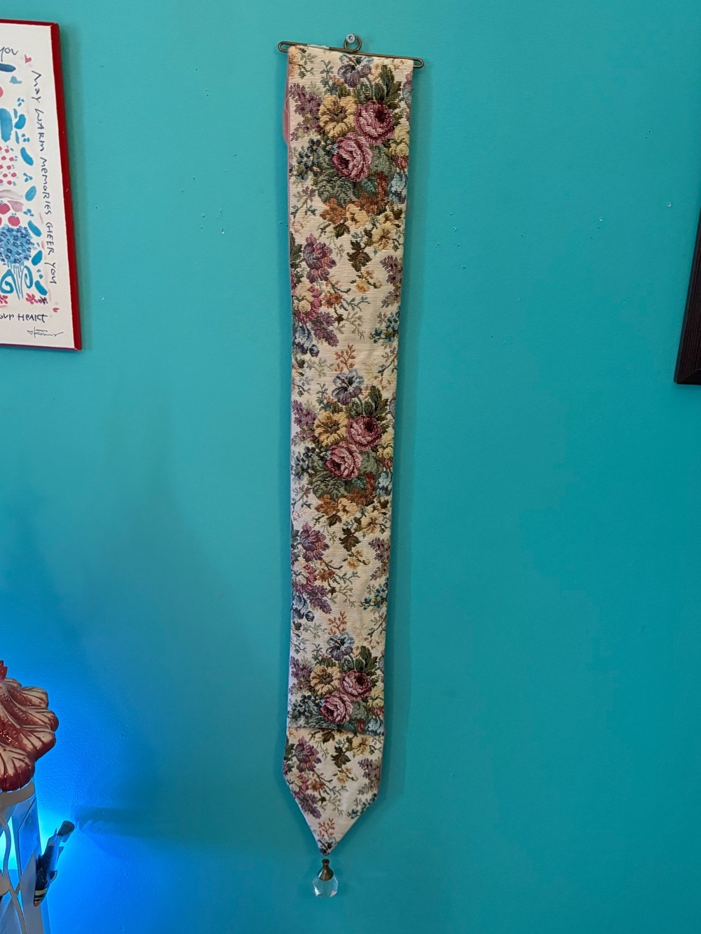 Vintage 90s Floral Hanging Jacquard Woven Tapestry